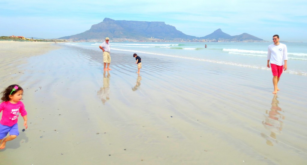 Beautiful view of Table Mountain, Lions head and Signal Hill from Lagoon Beach:) 
