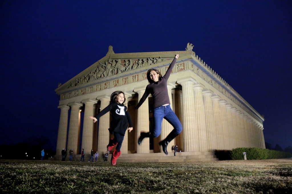 Playing around with my girl:) The Parthenon in Nashville, Tennessee is a full-scale replica of the original Parthenon in Athens.