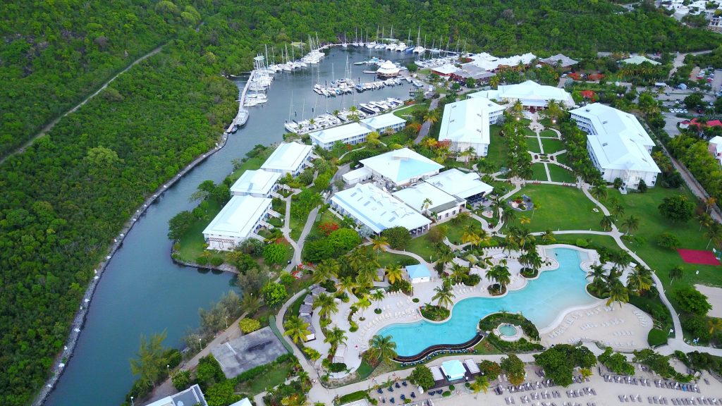 Riu Palace resort is right beside the Anse Marcel Marina