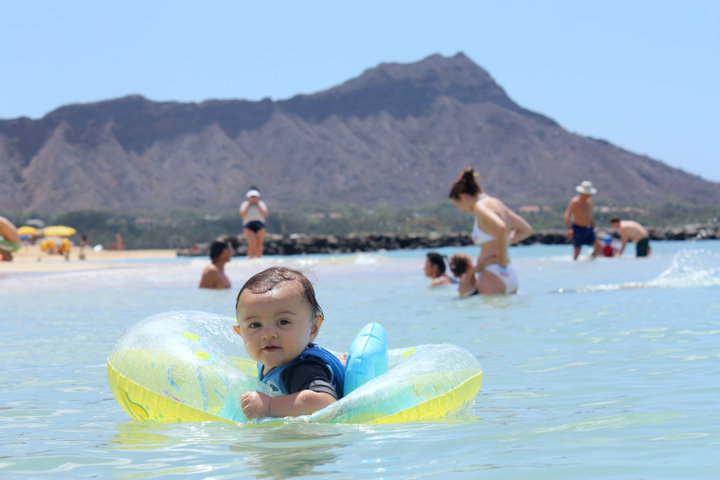 My boy's 1st time swimming in the ocean:) Hawaii '09